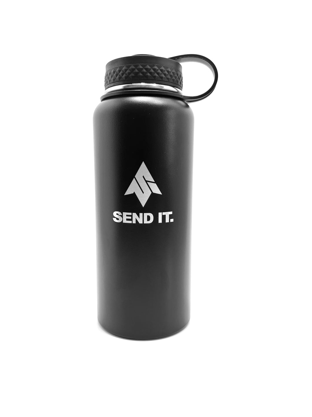 send it water bottle 32 ounce size black and silver